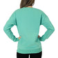 back view of spearmint crew neck 