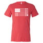 red unisex shirt with a white barbell American flag design in the center