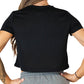 back view of solid black cropped t shirt