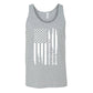 grey unisex tank with a white distressed flag design in the center