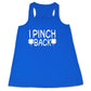 blue racerback tank top with the quote "i pinch back" in white