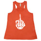 orange tank top that has a skeleton middle finger on the center