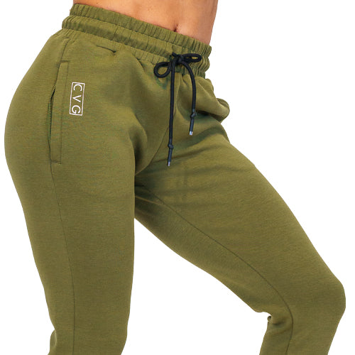Close up of army green joggers