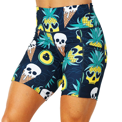 front view of skeleton ice cream cone and pineapple 7 inch shorts