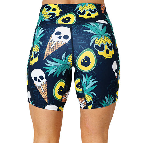 back view of skeleton ice cream cone and pineapple 7 inch shorts