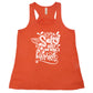coral racerback tank with the saying "kinda salty about not being a mermaid" in the center