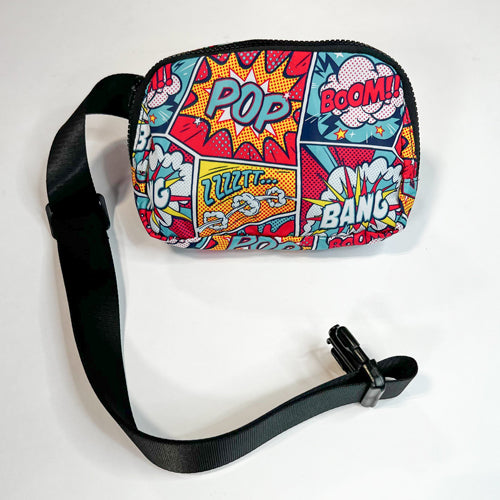 cartoon inspired word bubble belt bag