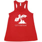 red racerback shirt with a white dragon graphic and the saying "Let It Be Fear" on it in white