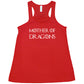red racerback shirt with the saying "mother of dragons" on it in white