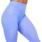 front view of solid periwinkle colored leggings