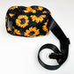 back view of sunflower pattern belt bag