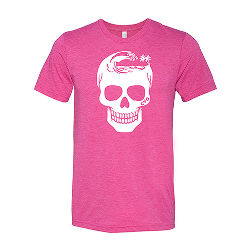 berry unisex tee with tropical skull design