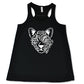black tank top with tiger head design saying untamed on it