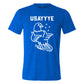 blue unisex with saying "usayyye" and an eagle in white