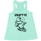 mint tank with saying "usayyye" and an eagle in white